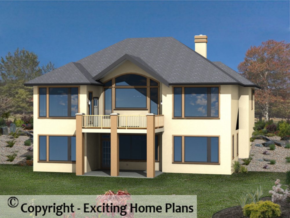 House Plan E1235-10 Rear 3D View