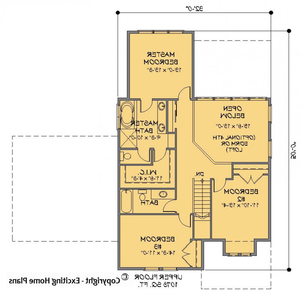 House Plan E1631-10 Upper Floor Plan REVERSE