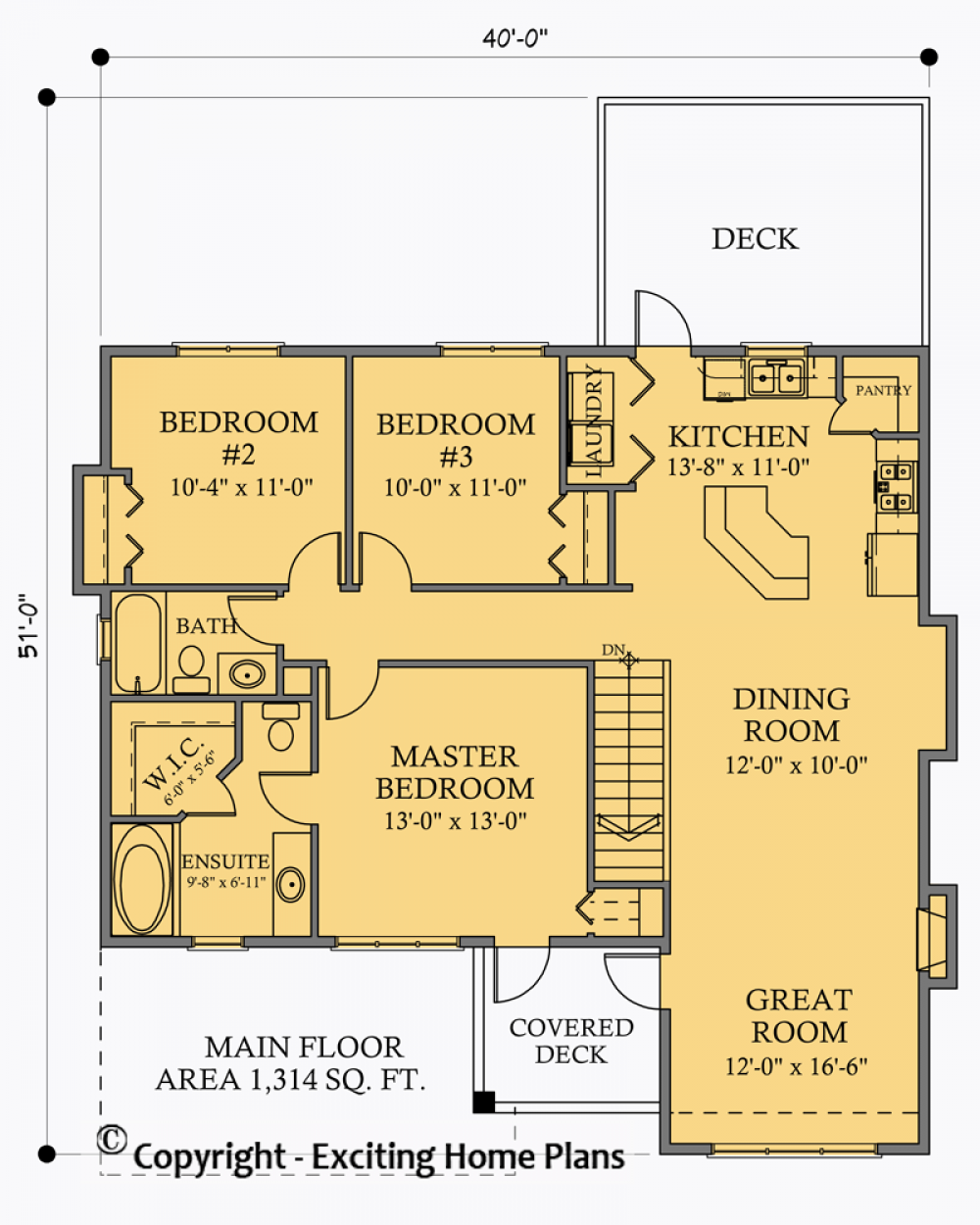 House Plan E1040-10 Main Floor Plan