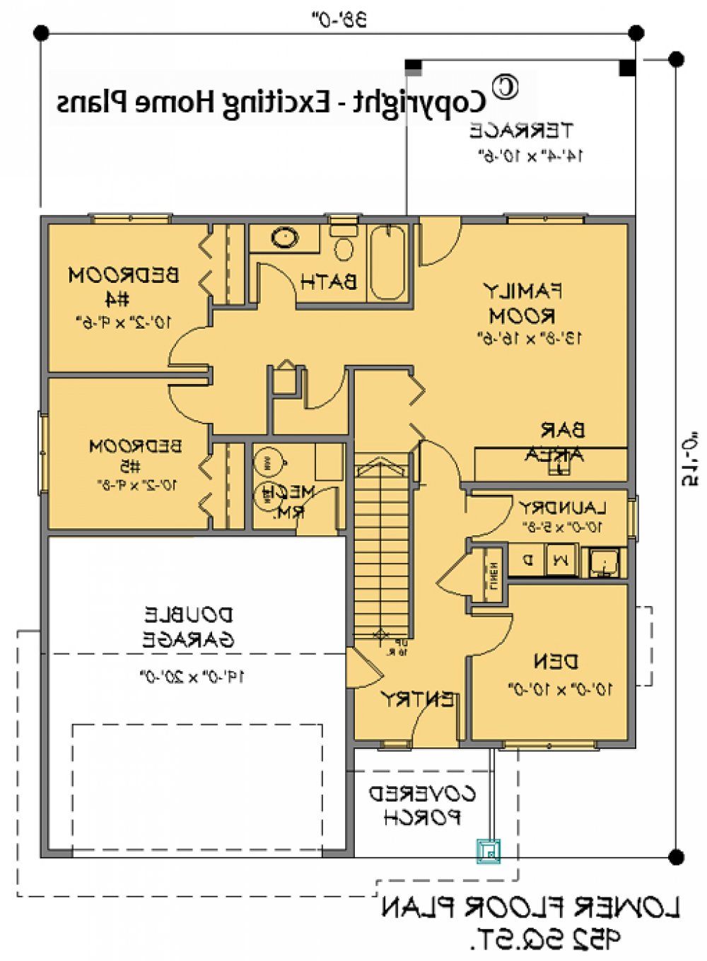 House Plan E1138-11  Lower Floor Plan REVERSE