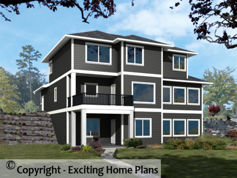 House Plan E1483-10 Rear 3D View