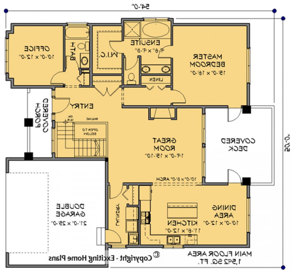 House Plan E1108-10 Main Floor Plan REVERSE