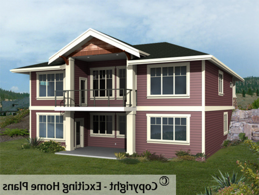 House Plan E1030-10 Rear 3D View REVERSE