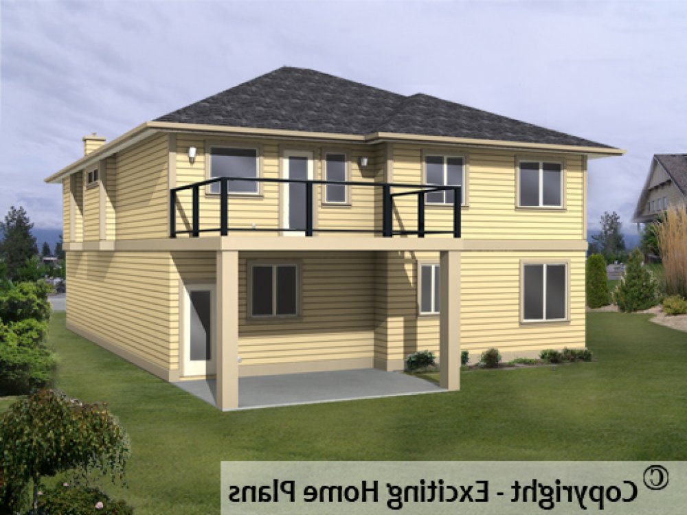 House Plan E1091-10 Rear 3D View REVERSE