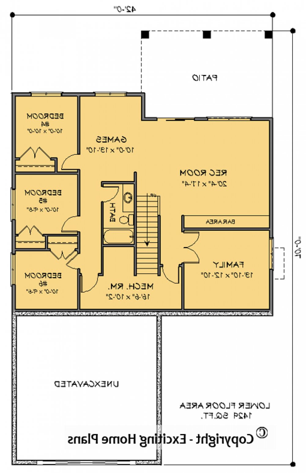 House Plan E1741-10 Lower Floor Plan REVERSE