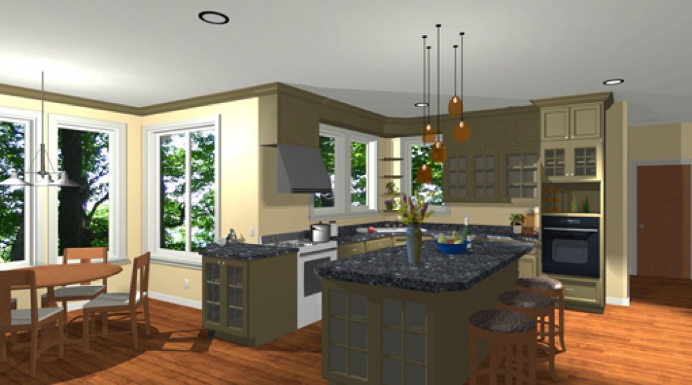 House Plan E1101-10 Interior Kitchen 3D Area