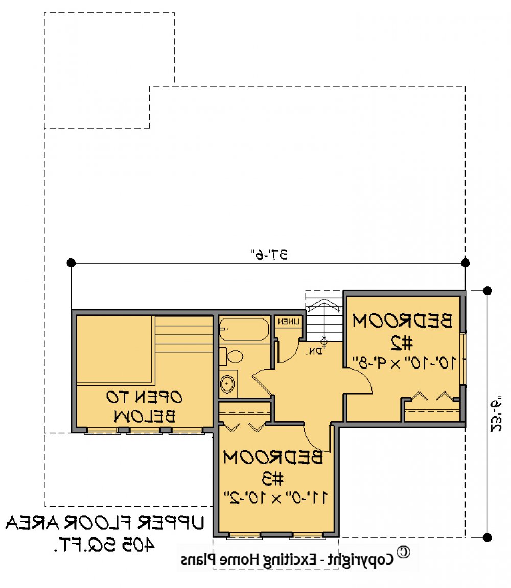 House Plan E1179-10 Upper Floor Plan REVERSE