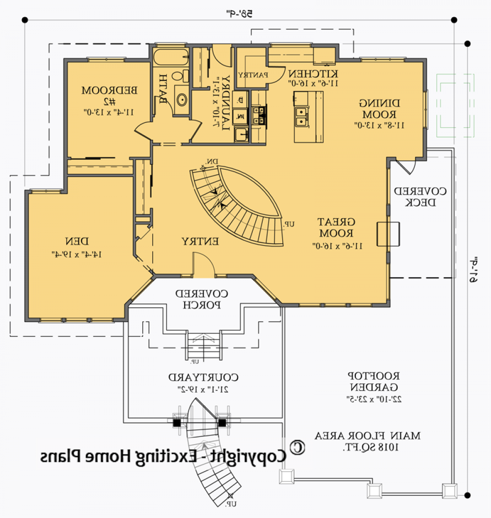 House Plan E1012-10 Main Floor Plan REVERSE