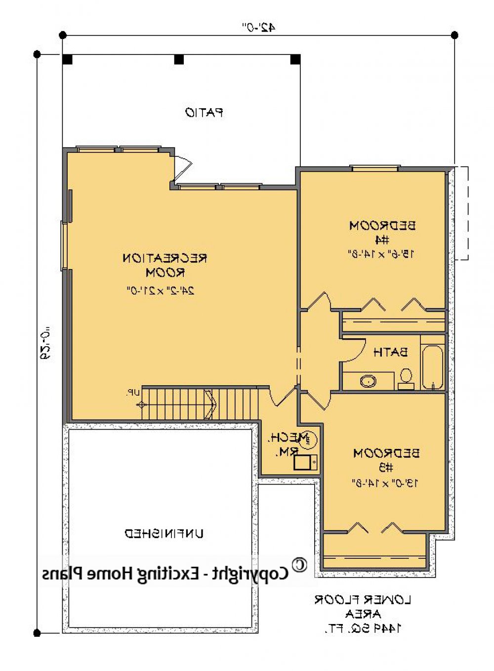 House Plan E1579-10 Lower Floor Plan REVERSE