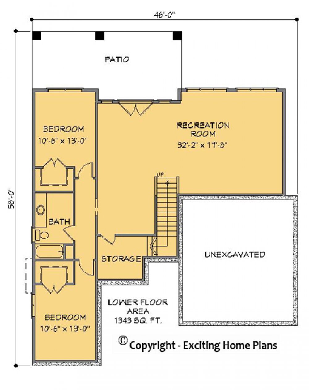 House Plan E1561-10  Lower Floor Plan