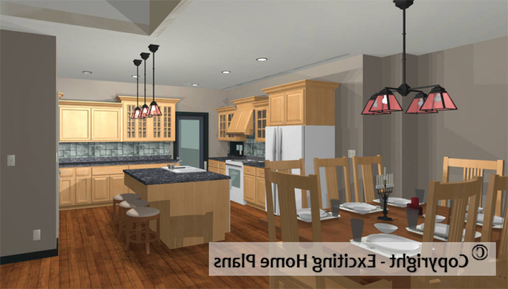House Plan E1686-12M Interior Living 3D Area REVERSE