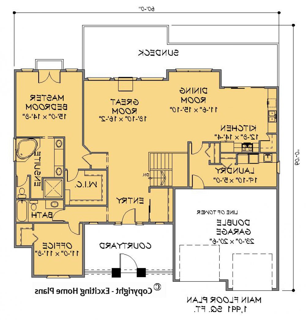House Plan E1418-10 Main Floor Plan REVERSE