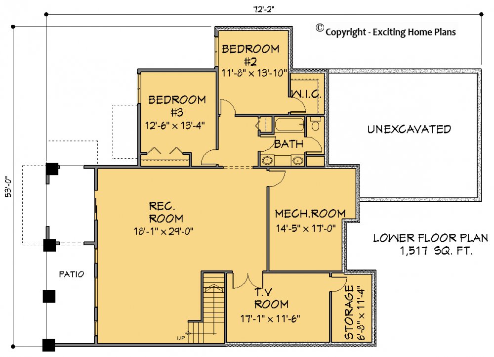 House Plan E1414-10 Lower Floor Plan