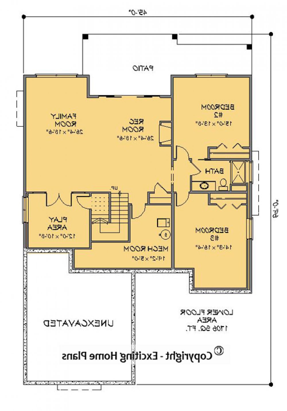 House Plan E1143-10 Lower Floor Plan REVERSE