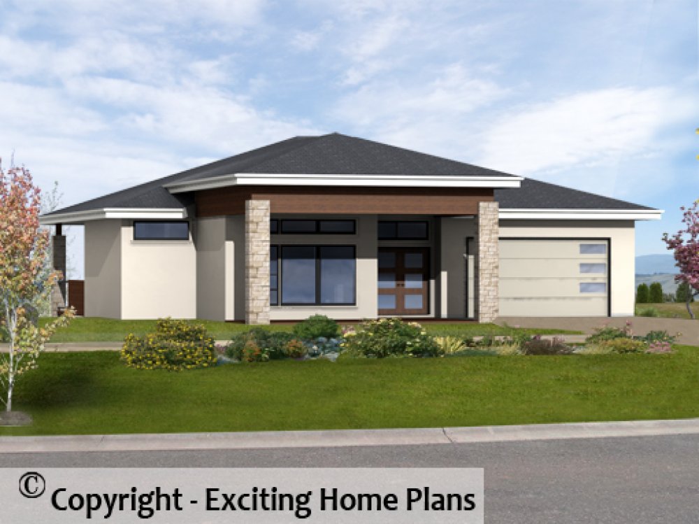 House Plan E1733-10 Front 3D View