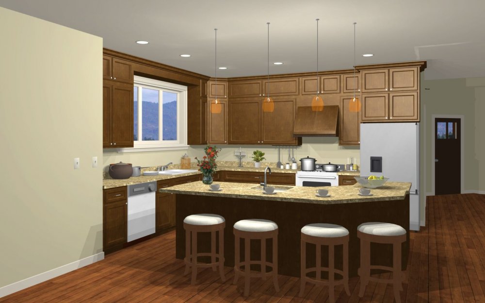 House Plan E1446-10 Interior Kitchen 3D Area