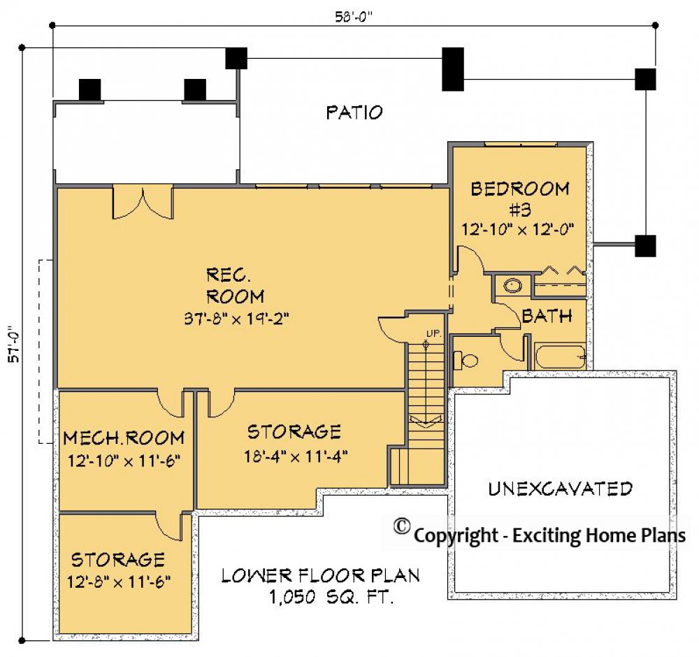 House Plan E1419-10 Lower Floor Plan