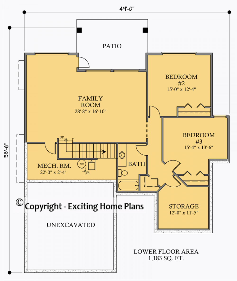 House Plan E1019-10M  Lower Floor Plan