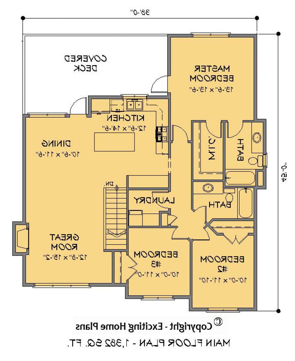 House Plan E1536-10 Main Floor Plan REVERSE