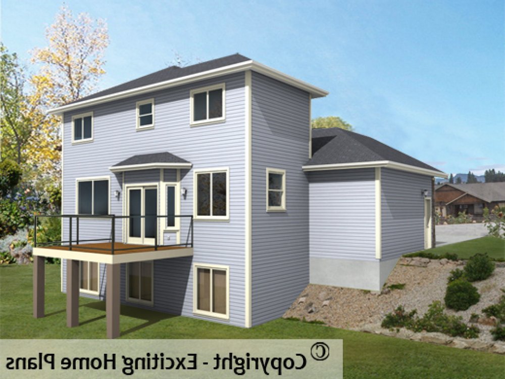 House Plan E1141-10 Rear 3D View REVERSE