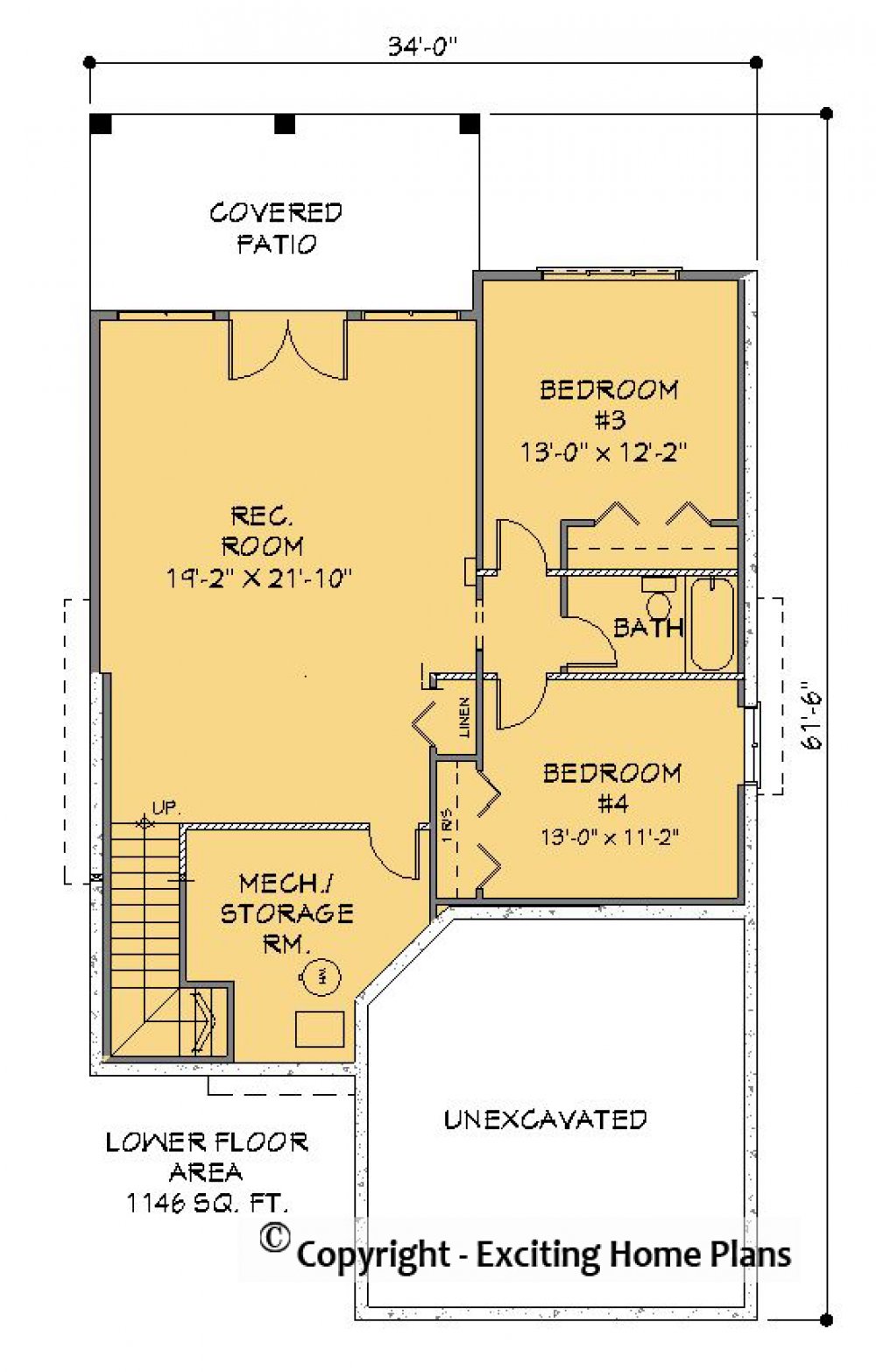 House Plan E1580-10 Lower Floor Plan