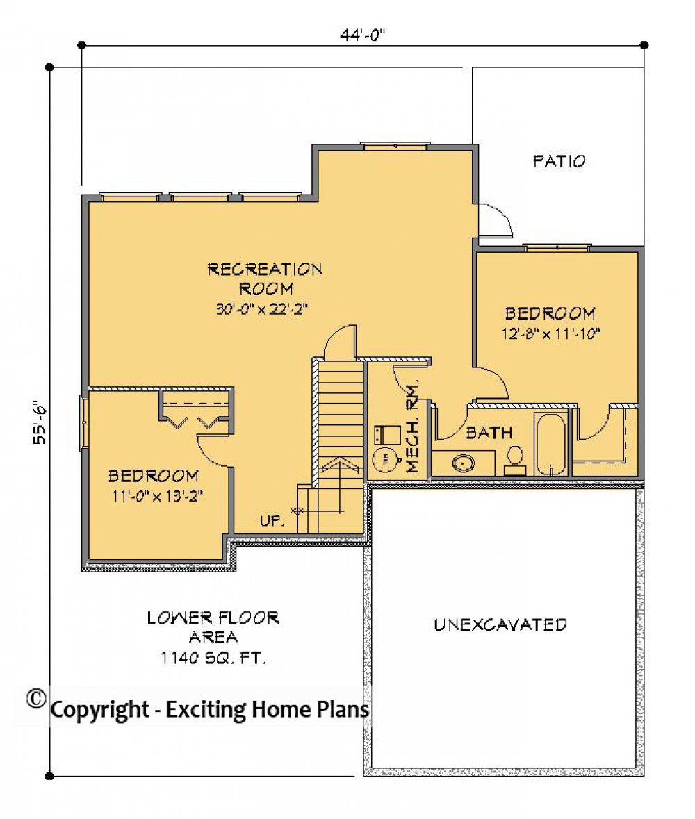 House Plan E1276-10 Lower Floor Plan