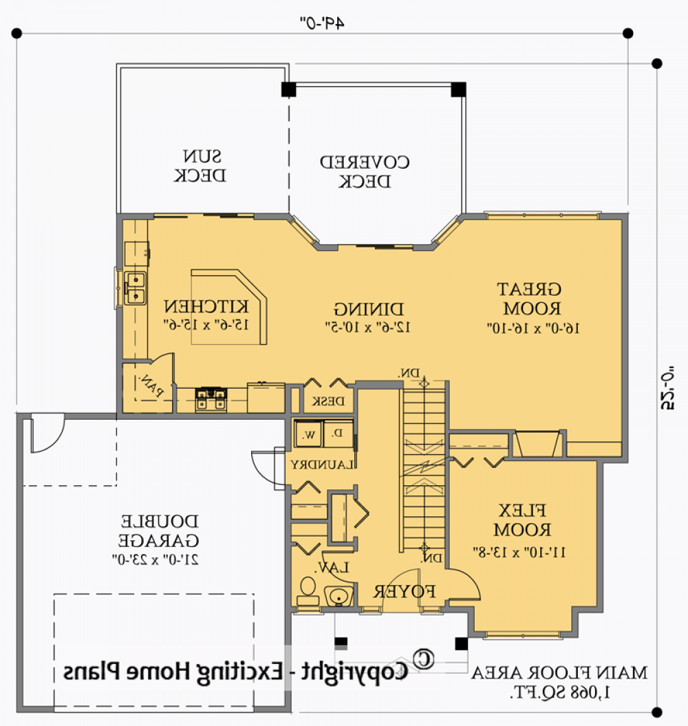 House Plan E1033-10 Main Floor Plan REVERSE