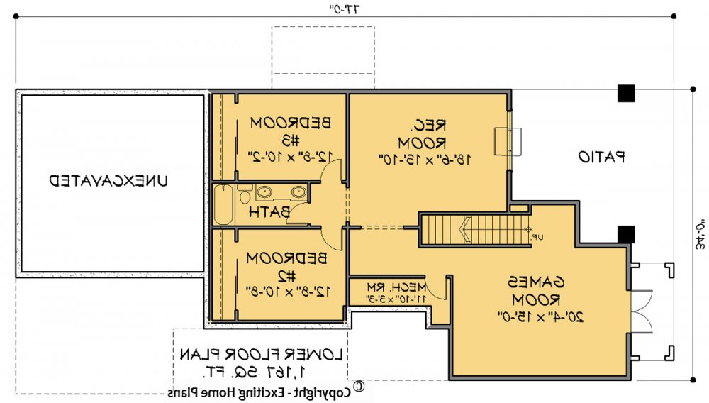 House Plan E1410-10 Lower Floor Plan REVERSE