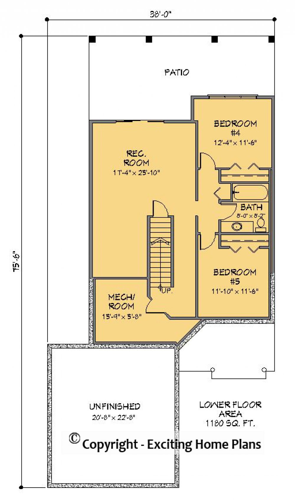 House Plan E1446-10 Lower Floor Plan