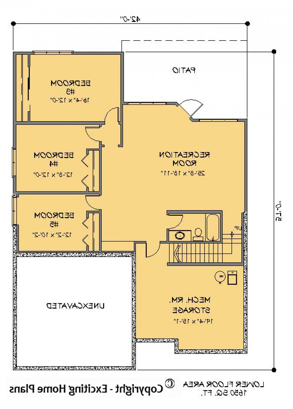House Plan E1199-10 Lower Floor Plan REVERSE