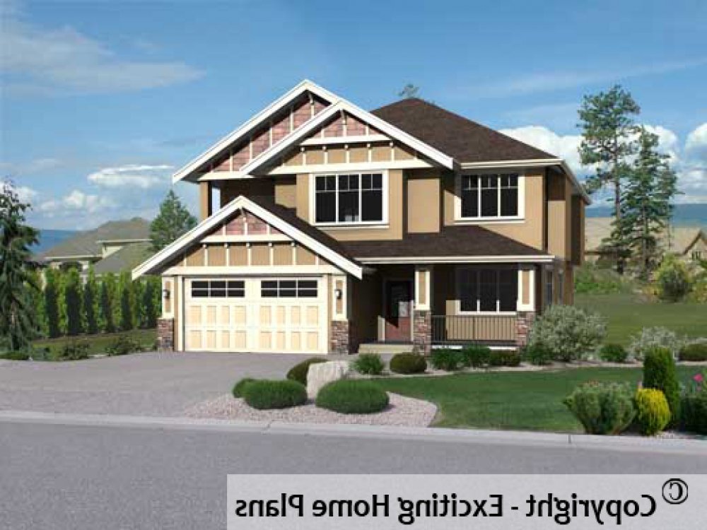 House Plan E1267-10 Front 3D View REVERSE