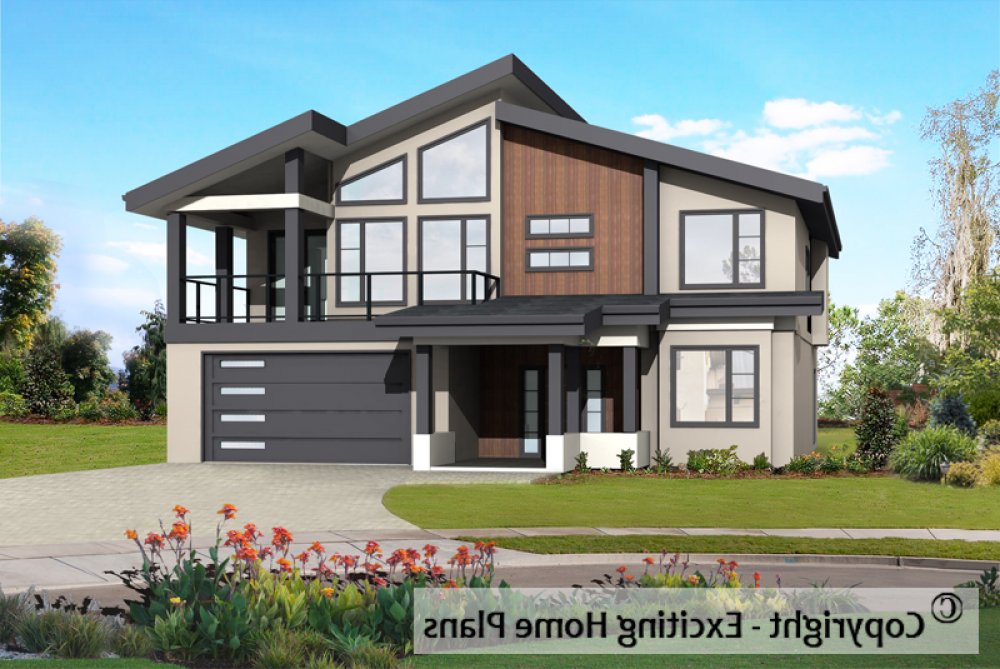 House Plan E1009-10M Exterior 3D View REVERSE