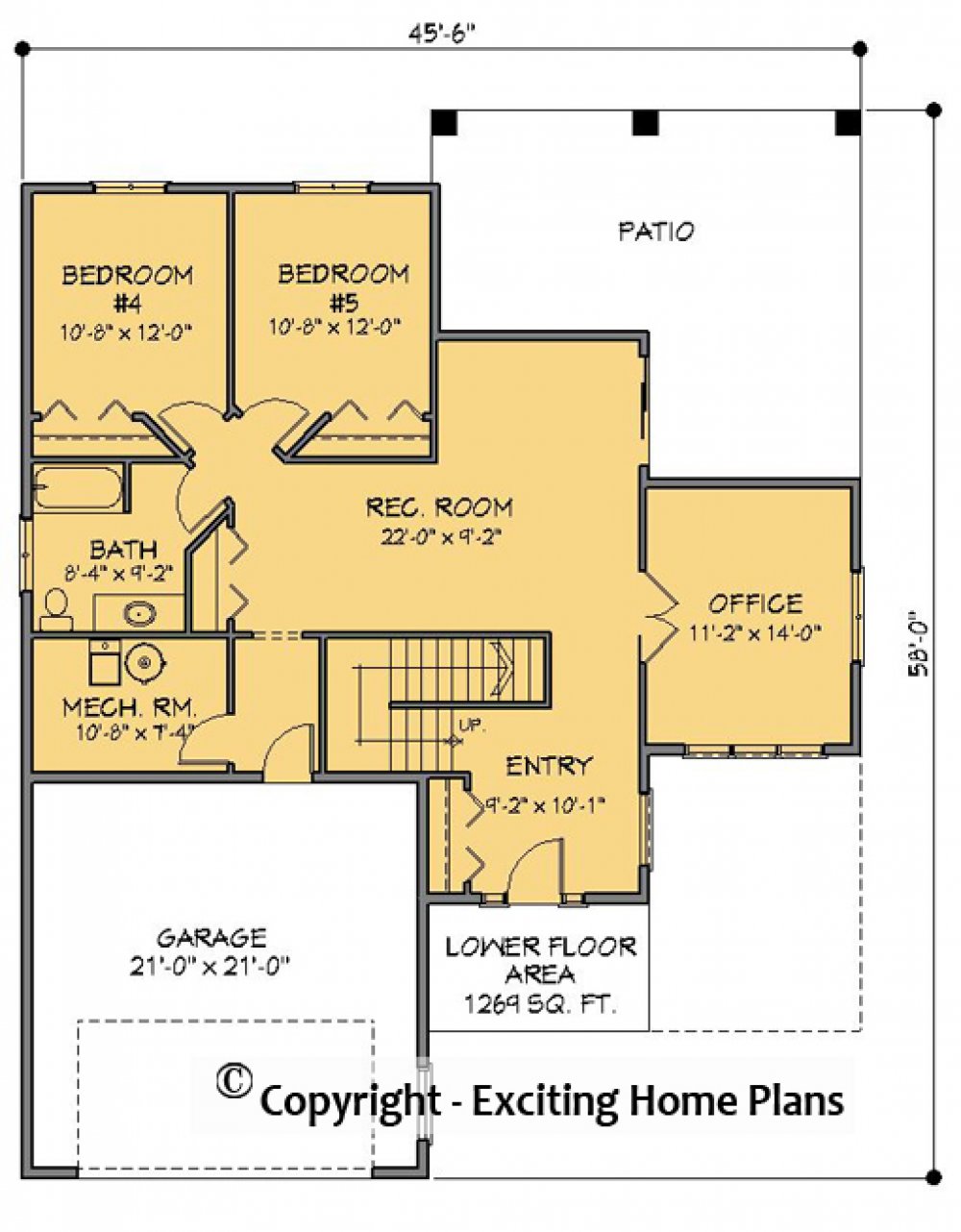 House Plan E1644-10 Lower Floor Plan