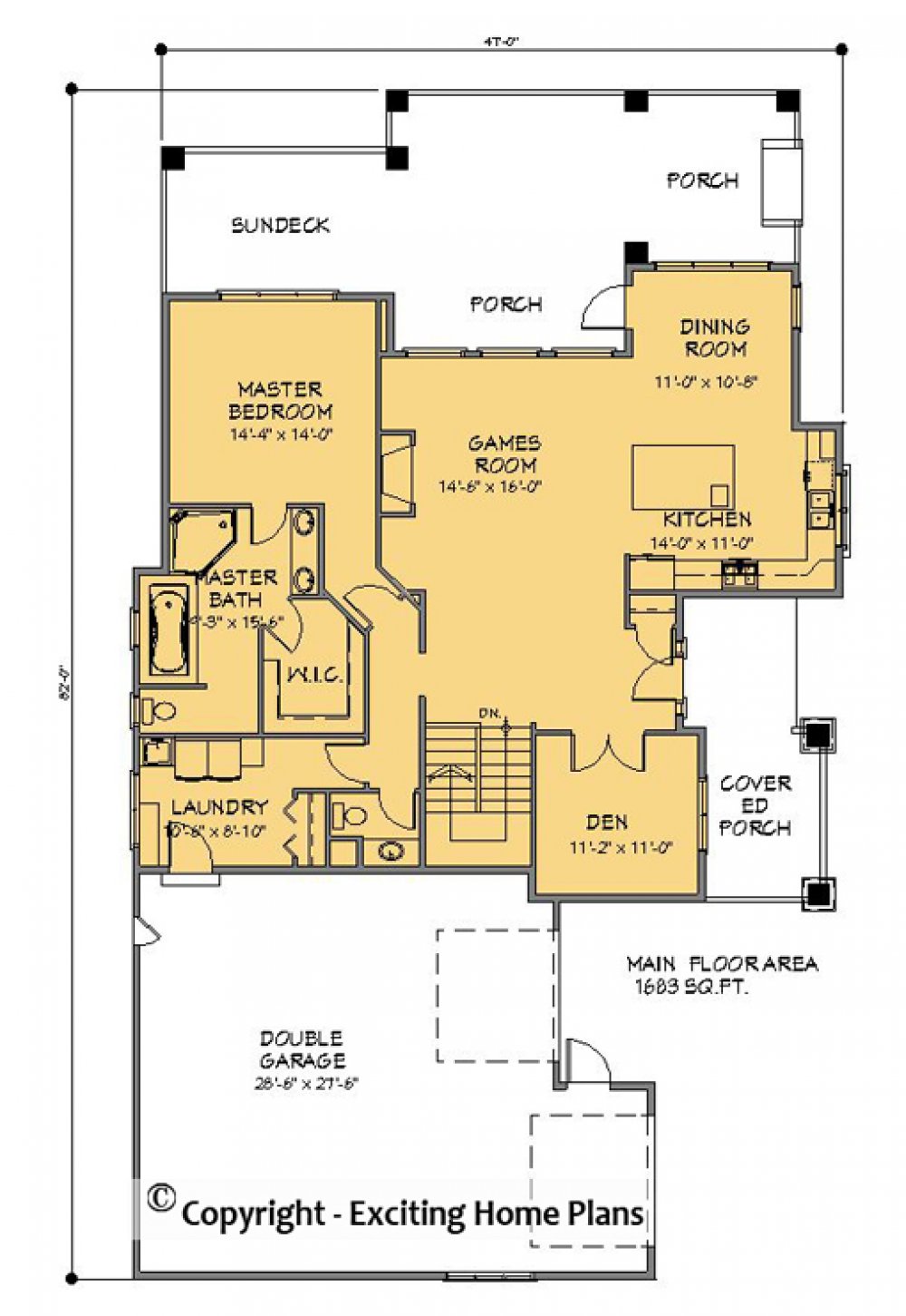 House Plan E1166-10  Main Floor Plan