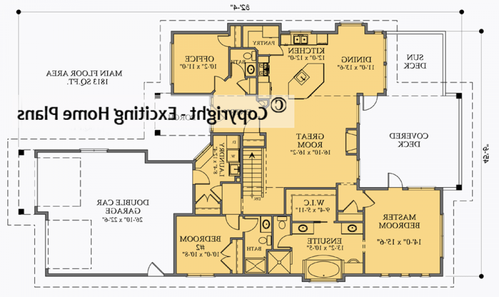 House Plan E1018-10  Main Floor Plan REVERSE