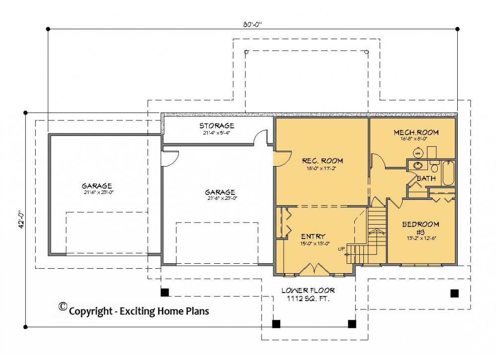 House Plan E1321-10  Lower Floor Plan