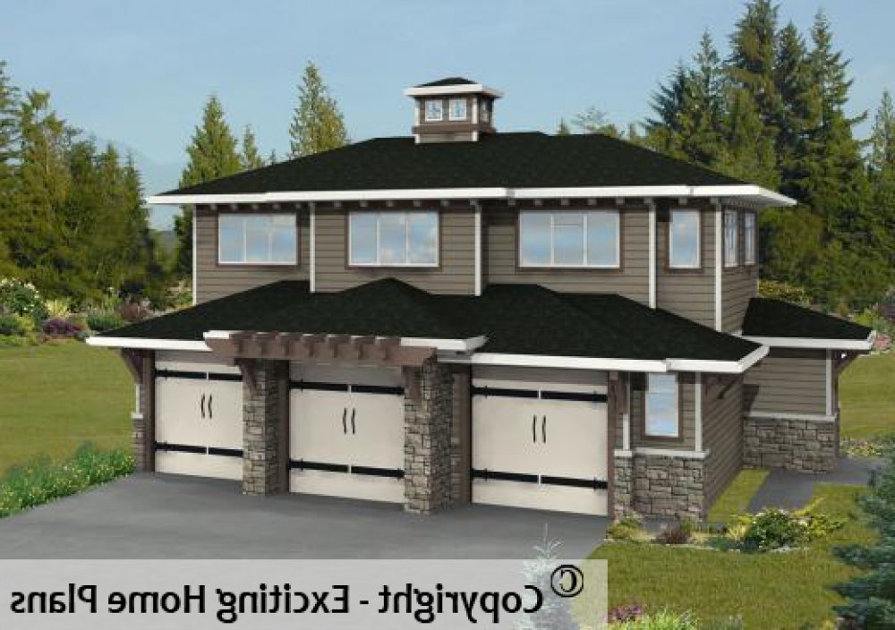 House Plan E1115-10 Exterior 3D View REVERSE