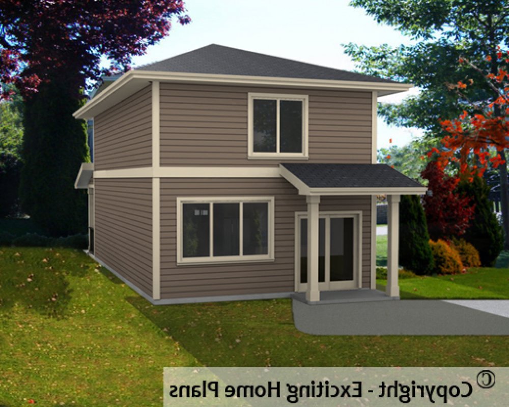 House Plan E1530-10 Rear 3D View REVERSE