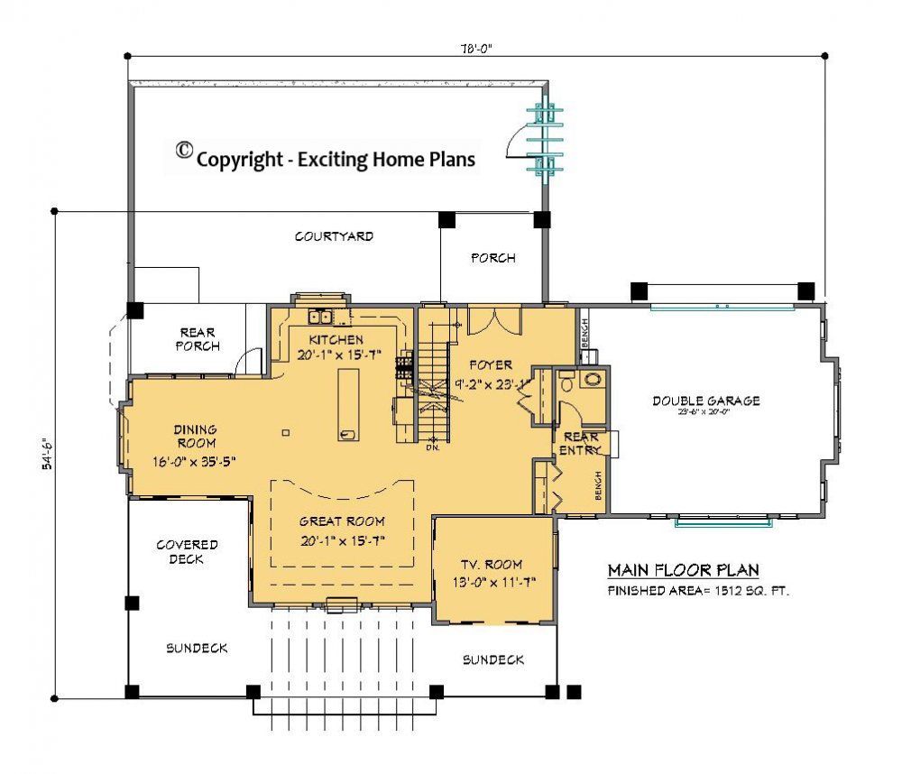 House Plan E1274-10 Main Floor Plan