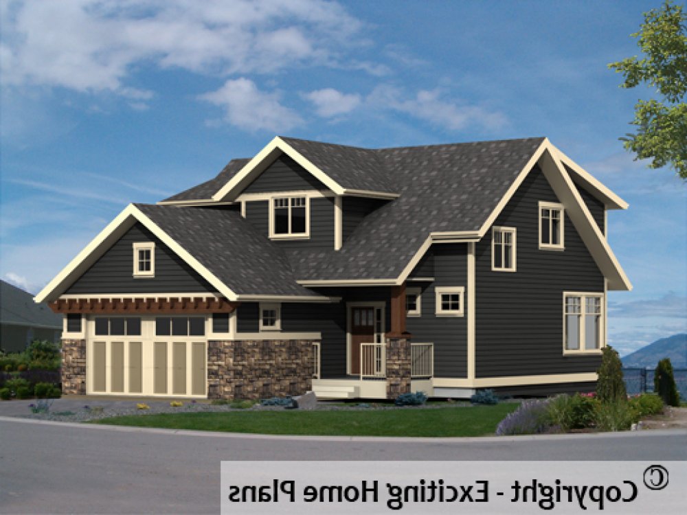 House Plan E1569-10 Front 3D View REVERSE
