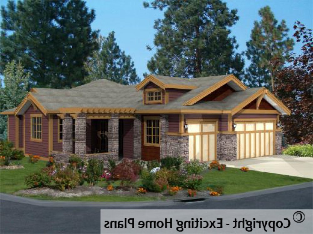 House Plan E1061-10 Exterior 3D View REVERSE