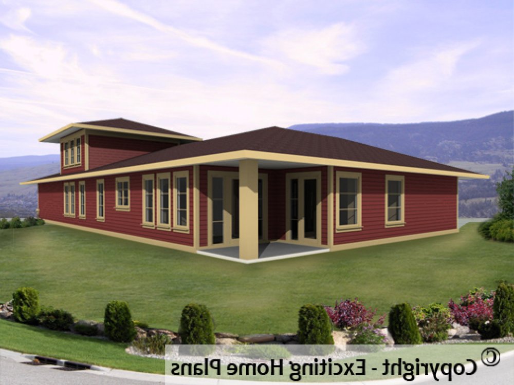 House Plan E1081-10 Rear 3D View REVERSE