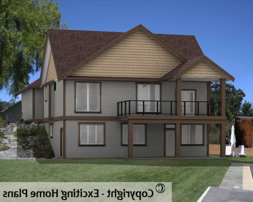 House Plan E1601-10 Rear 3D View REVERSE