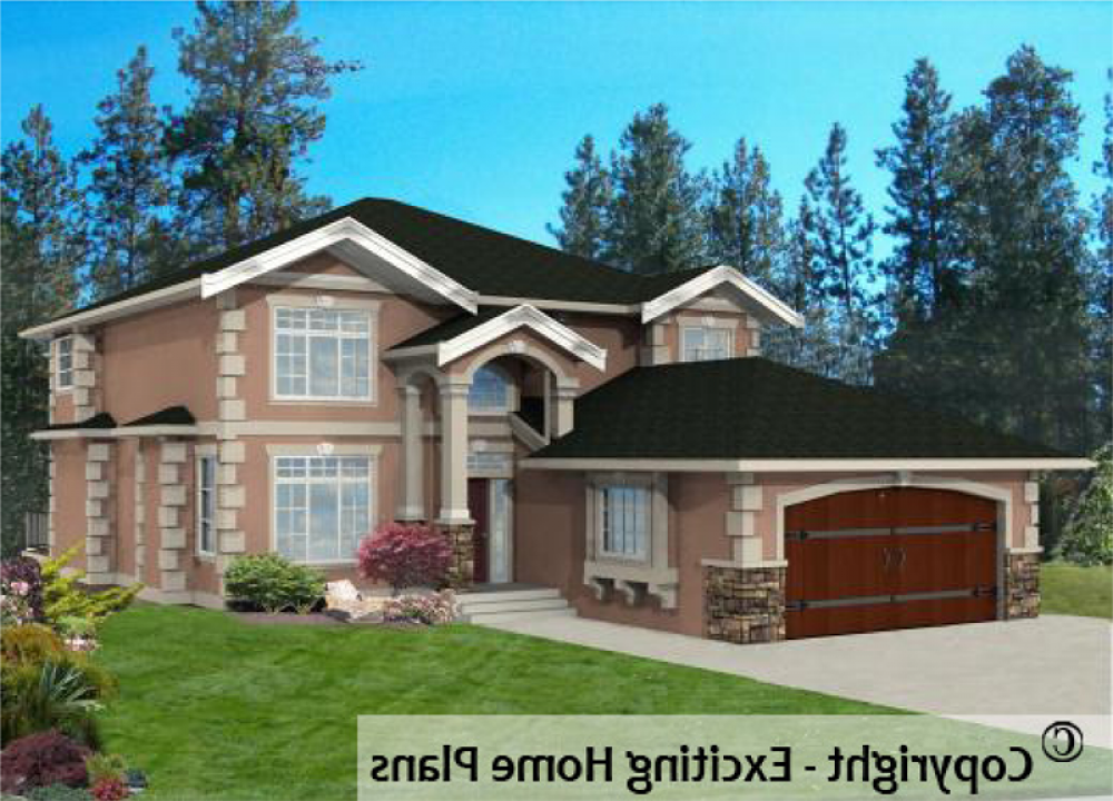 House Plan E1044-10 Exterior 3D View REVERSE