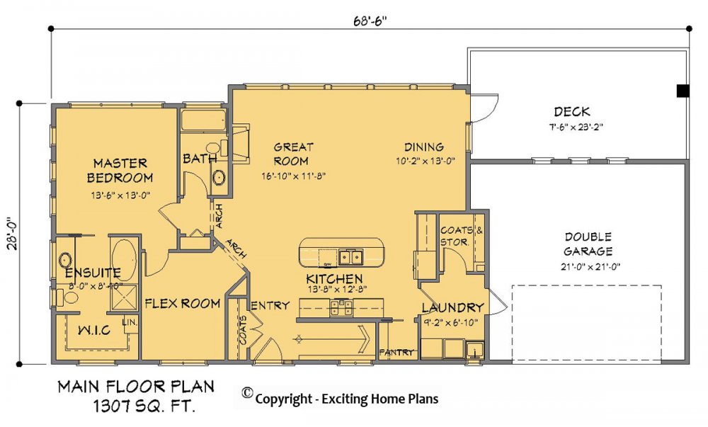 House Plan E1368-10 – Lower Floor Plan
