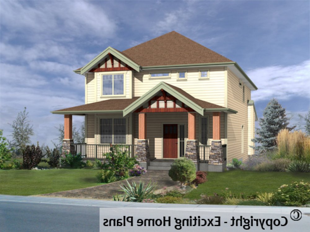 House Plan E1268-10 Exterior 3D View REVERSE