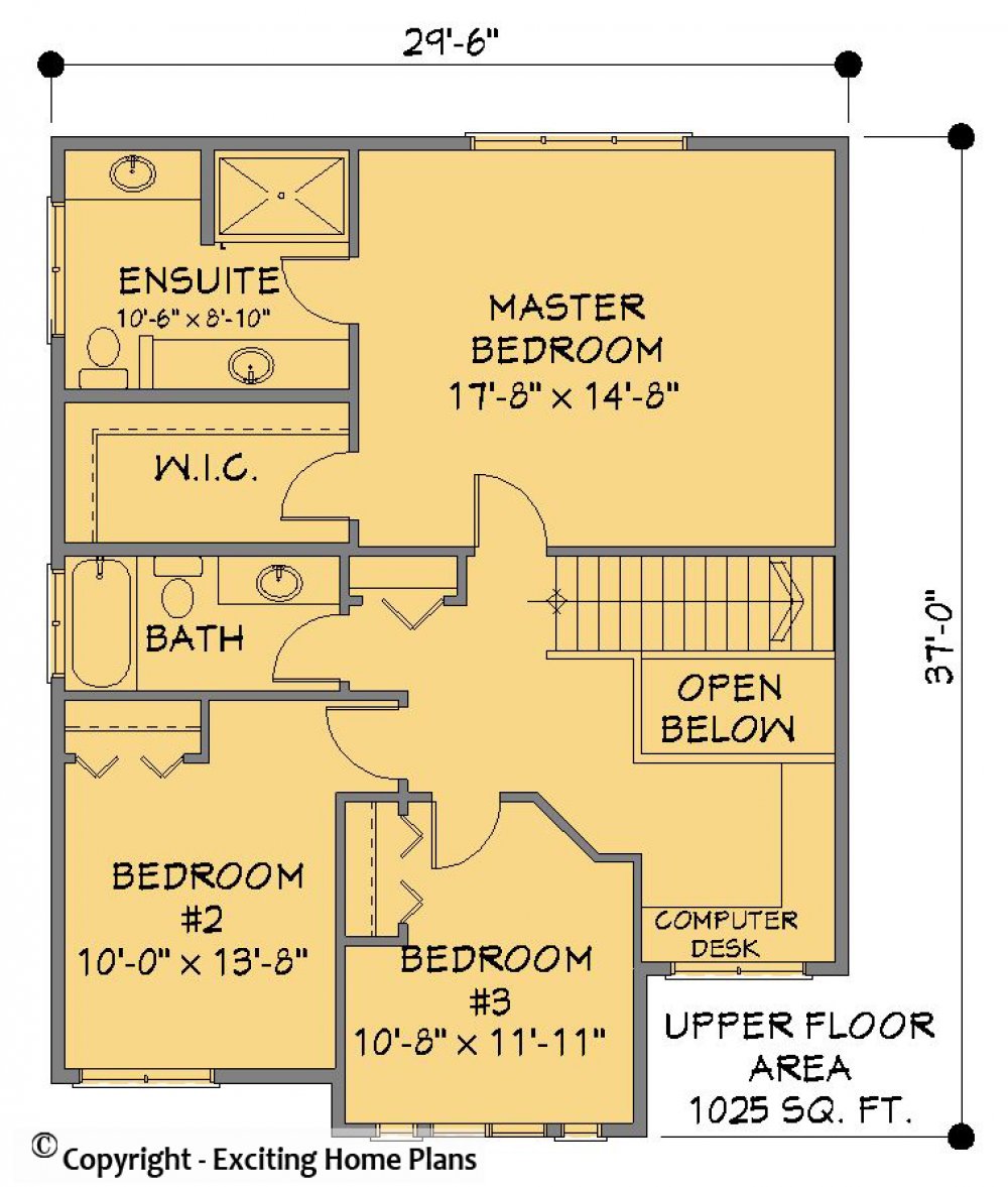 House Plan E1203-10 Upper Floor Plan