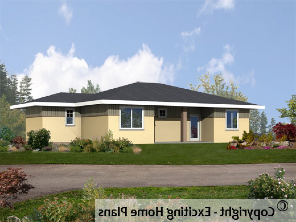 House Plan E1336-10 Rear 3D View REVERSE