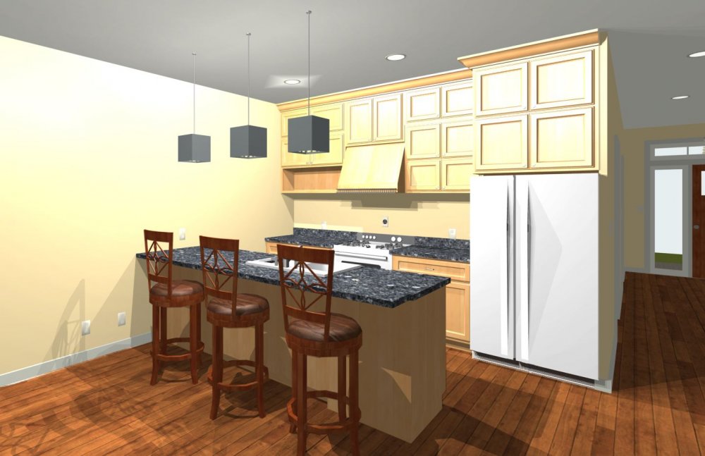 House Plan E1563-10 Interior Kitchen 3D Area