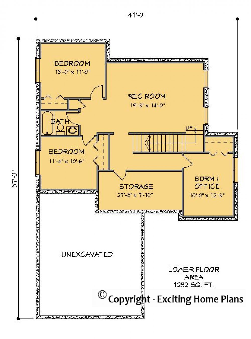 House Plan E1212-10 Lower Floor Plan
